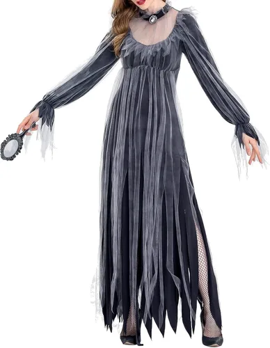 Ropa gótica para mujer, disfraz de vampiro, disfraz de bruja oscura, disfraz de fantasma, disfraz de mascarada