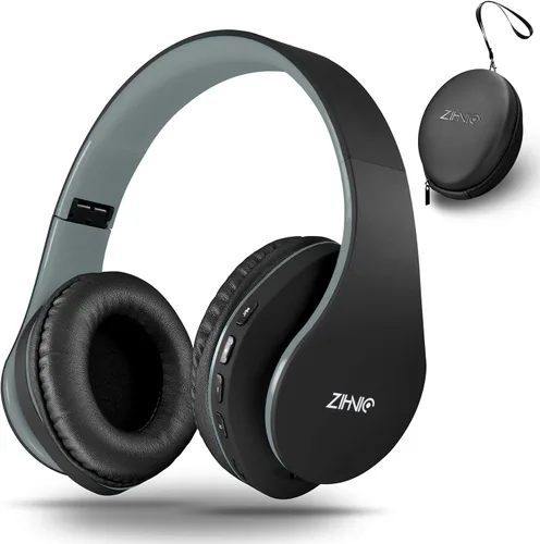Vista 7 de ZIHNIC Auriculares Bluetooth sobre la oreja, auriculares estéreo inalámbricos y con cable plegables micro SD/TF, FM para teléfono celular, PC
