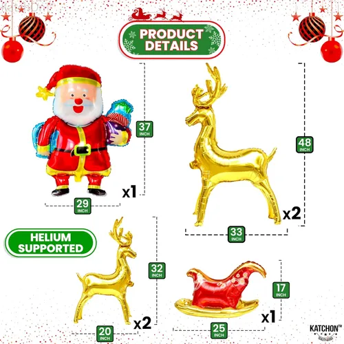 Vista 2 de KatchOn Globos de reno de Feliz Navidad, paquete de 12 Globos de Mylar para decoraciones navideñas de renos