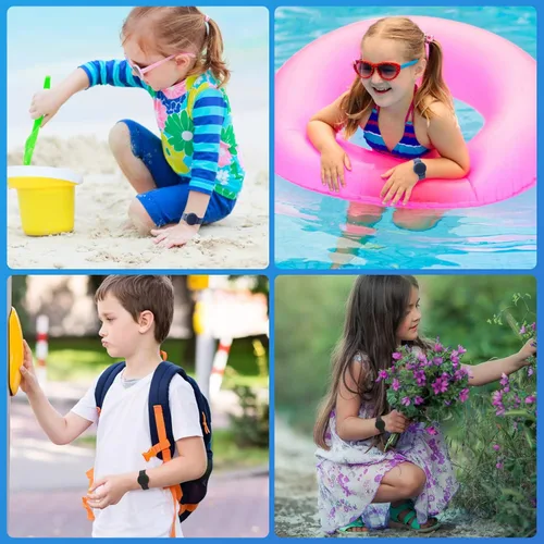Vista 6 de Pulsera impermeable compatible con funda Airtag para niños (paquete de 2), pulsera oculta de silicona suave, rastreador GPS ligero compatible