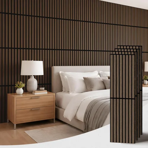 Vista 12 de PIWA Paneles de listones acústicos de madera, 94 x 24 pulgadas, 2 unidades, superficie MDF de 0.472 in con núcleo absorbente de sonido de 0.394