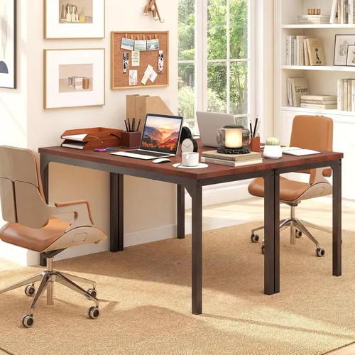 Vista 4 de Tangkula Mesa de conferencias de 55 pulgadas, mesa grande para sala de reuniones con mesa de panal de abeja, marco de metal estable, escritorio