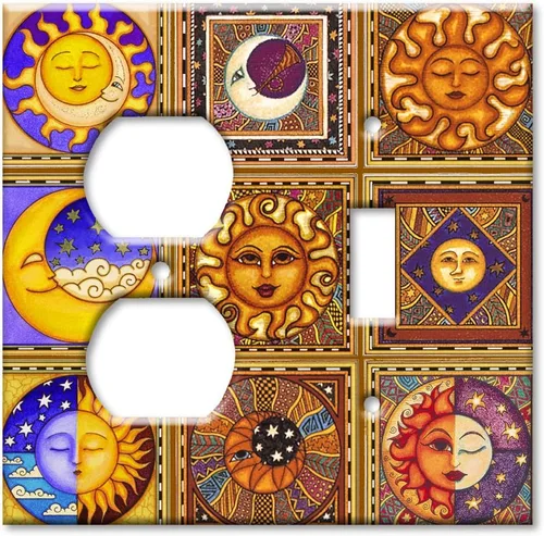 Vista 7 de Art Plates - Cubierta decorativa para interruptor de luz - Placa de pared metálica decorativa - Cubierta para interruptor de 2 llaves - Tema