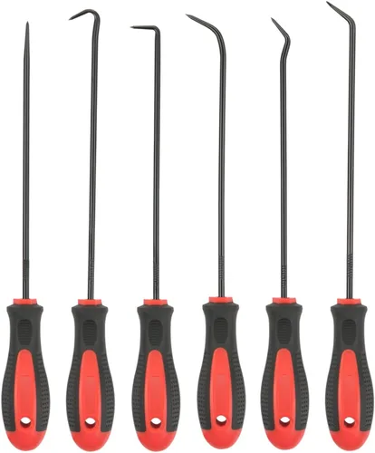 ROTATION Juego de ganchos y púas de precisión extralargos, juego de 6 piezas, eje de acero al cromo vanadio, para quitar mangueras y juntas,