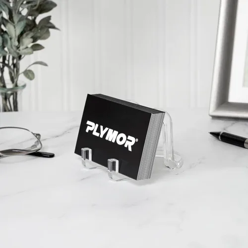 Vista 2 de Plymor Caballete de exhibición estilo cinta de acrílico transparente