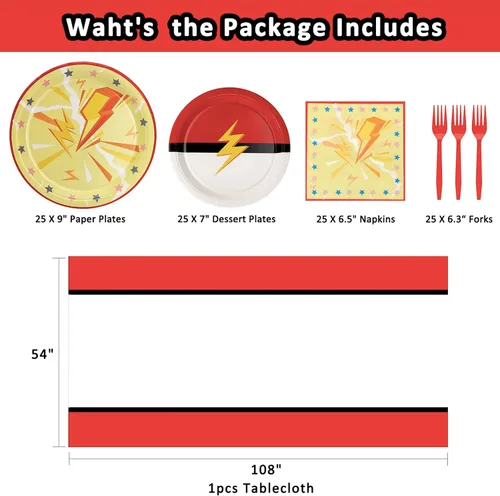 Vista 3 de Platos y servilletas de animación de dibujos animados 25 platos de postre de 7 pulgadas 25 platos desechables de 9 pulgadas 25 servilletas