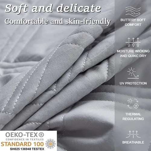 Vista 2 de Berrker Waterproof Mattress Protector(Queen, Grey), 18 inches Deep Pocket, 3 Layer FabricBreathable and Noiseless Mattress Topper, Machine Washable