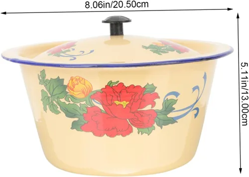 Vista 9 de Hemoton 3 unidades de platos de cena de porcelana recipientes de ensalada con tapas, recipientes de frutas con tapas, cuenco de mezcla de esmalte