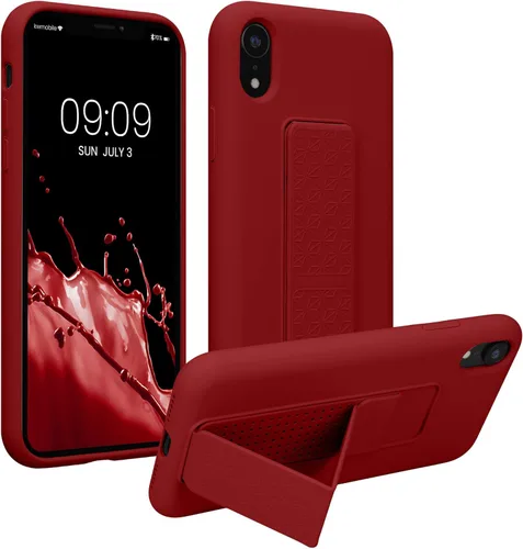 Vista 14 de kwmobile Funda compatible con Apple iPhone XR - Funda con correa de mano y revestimiento de silicona TPU suave - Azul Báltico