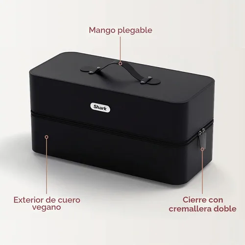 Vista 2 de Shark FlexStyle, estuche de almacenamiento de viaje de cuero vegano, negro, XHD400SAC