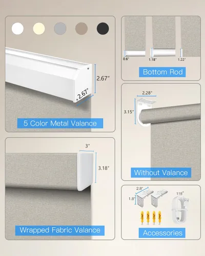 Vista 7 de Tokblind Persiana enrollable motorizada con control remoto, persiana eléctrica opaca para ventanas compatible con Alexa Google a través del Hub