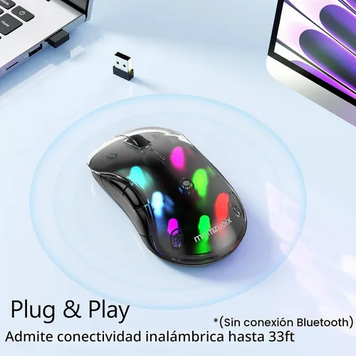 Vista 3 de Memzuoix ratón inalámbrico LED 2.4G, ratón recargable ergonómico con cubierta desmontable, ratón óptico portátil de 1200 DPI con receptor USB