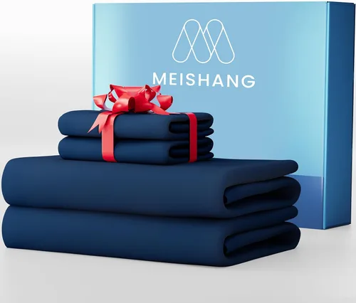 Vista 7 de MEISHANG Sábanas de algodón de 1000 hilos, tamaño Queen, 100% algodón egipcio, tejido satinado, suave y transpirable, certificado Oeko-Tex
