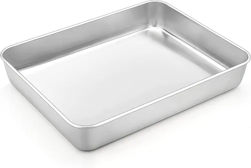 Vista 10 de TeamFar Sartén para lasaña, 9.4 x 7 x 2 pulgadas de acero inoxidable para hornear horneado profundo para horno tostador, sartén rectangular de Negro