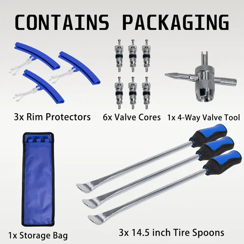 Vista 3 de Y.A. LOTUS Cucharas para neumáticos de 14.5 pulgadas, kit de cambio de neumáticos de acero para motocicleta, bicicleta de cross, tractor de césped