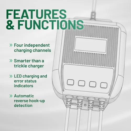 Vista 7 de Battery Tender Plus - Cargador multibanco de 4 bancos, 5 amperios (1.25 amperios por banco), cargador y mantenedor inteligente de batería múltiple