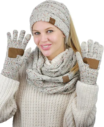 Vista 3 de CC Guantes de punto unisex para pantalla táctil cálidos antideslizantes