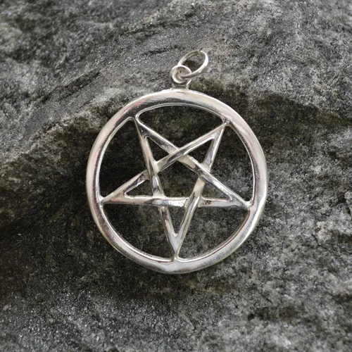 Vista 5 de Colgante de pentagrama de pentáculo invertido de plata de ley, Metal, No es una piedra preciosa