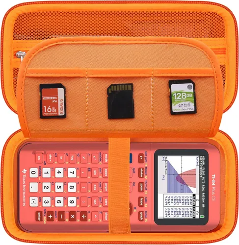 Vista 8 de BOVKE Funda rígida para calculadora de colores Texas Instruments TI-84 Plus CE, TI-84 Plus/TI-83 Plus CE, bolsillo con cremallera adicional para Azul