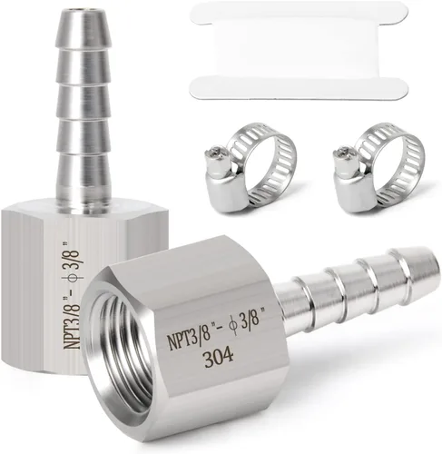 Vista 99 de TAISHER 1 PIEZA Accesorio de Manguera Codo de Acero Inoxidable 304 de 90 Grados - Púa de 1" x Púa de 1" para Combustible/Aire/Líquido/Gas con 2