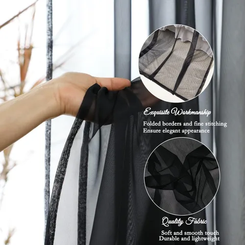 Vista 2 de Akiky Cortinas de Dosel de Cama con Luz Bufanda de Dosel de Cama de Princesa para Marco de Cama Metálico/Marco de Cama de Madera