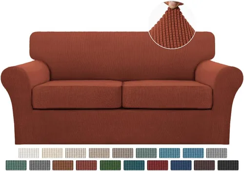 Vista 116 de Turquoize 2 fundas para sillas de sala de estar, funda de sofá con fundas de cojín individuales, funda de muebles para sillas (silla, beige biscotti)