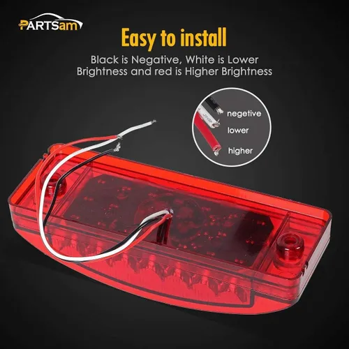 Vista 4 de Partsam 2 luces LED rectangulares rojas de 6 pulgadas para remolque, 21 diodos con reflectores+par de luces de marcador frontal lateral ámbar de 6