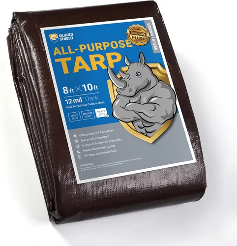 Vista 44 de GUARD SHIELD Lona beige de 8 x 10 pies, lonas grandes resistentes para exteriores, cubierta de lona de 12 mil