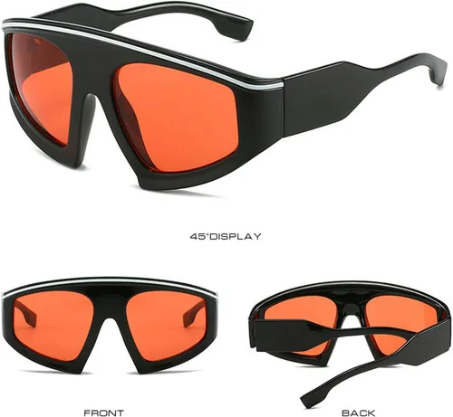 Vista 2 de COTIA Gafas de sol con visera de escudo de moda, gafas de sol de gran tamaño a prueba de viento, gafas de sol de una pieza con marco grande