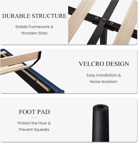 Vista 53 de SHA CERLIN Base de cama de terciopelo tamaño King con cabecera capitoné de canal vertical, plataforma tapizada con listones de madera, no necesita
