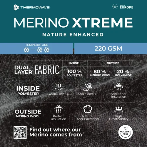 Vista 3 de Thermowave Xtreme Merino Wool Base Layer Mens High Neck Zip - Camisas térmicas