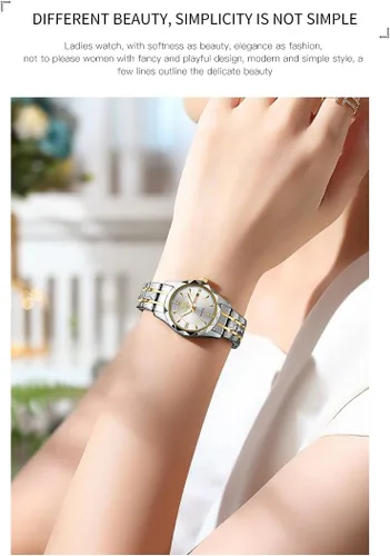 Vista 5 de OPK Relojes para mujer, reloj de moda para mujer, reloj de pulsera de cuarzo analógico impermeable de acero inoxidable para mujeres y niñas