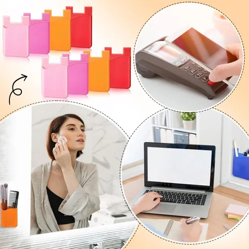 Vista 6 de Frienda 24 piezas de silicona para tarjetero, billetera para teléfono, autoadhesiva, para la parte posterior del teléfono, para cheque