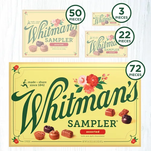 Vista 5 de Whitman's Sampler - Caja de regalo de chocolate surtido, 36 onzas (72 piezas)