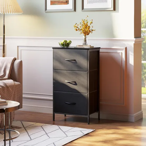 Vista 5 de AODK Cómoda para Dormitorio, Mesita de Noche, Cajonera Pequeña, Mesa de Centro para Sala de Estar, Cómoda de Armario con 3 Cajones Organizador