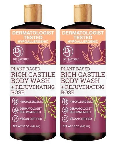 Vista 23 de Dr. Jacobs Naturals - Jabón líquido de Castilla puro, manteca de karité, jabón a base de plantas infundido con vitamina E y aloe vera para hidratar