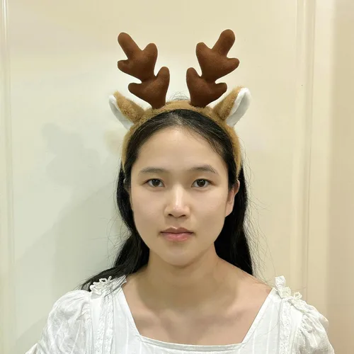 Vista 3 de CHEU Diadema de reno con cuernos navideños