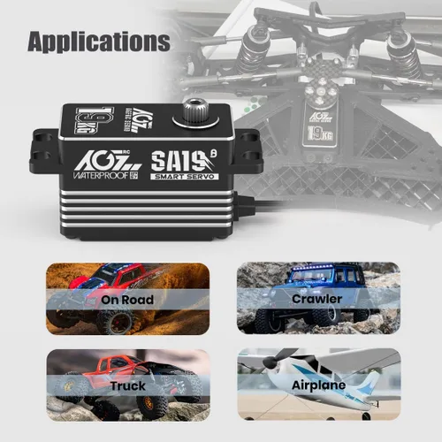 Vista 8 de AGFRC 19 kg de bajo perfil impermeable RC-Winch-Servo - 0.073s de alta velocidad, engranaje de metal CNC completo, servo inteligente programable sin