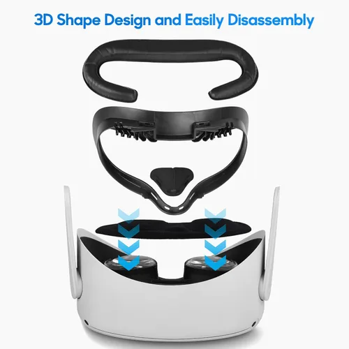 Vista 4 de TechKen Meta Quest 2 - Juego de 2 almohadillas faciales con disipación de calor de ventilación, soporte de espuma para la cara, accesorios VR