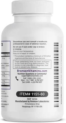 Vista 8 de Bronson Brain + Mood Probiotic 50 Billion CFU Plus Prebiotic with L-Theanine, Bacopa and Rhodiola Non-GMO, 60 Vegetarian Capsules