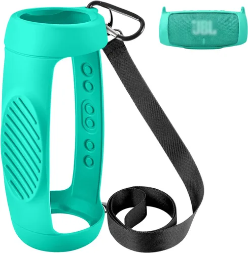 Vista 9 de Funda de silicona para JBL Charge 5, altavoz Bluetooth portátil impermeable, cubierta protectora de gel suave para viajes, funda de goma impermeable