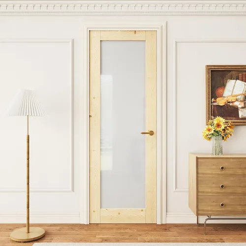 Vista 27 de Losa de puerta de madera de vidrio esmerilado preconstruida de 18 x 80, puerta corrediza de madera de granero con vidrio, puertas interiores, losa