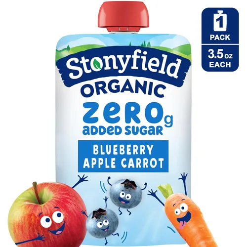 Vista 9 de Stonyfield Farm, bolsa de yogur arándano, manzana, zanahoria orgánica, 3.5 onzas