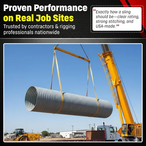 Vista 7 de DD Sling (Hecho en EE. UU.). 2 pulgadas de ancho X (longitudes de 4' a 20') en el listado! Eslingas de nylon de 2 capas con ojo torcido, de ojo a