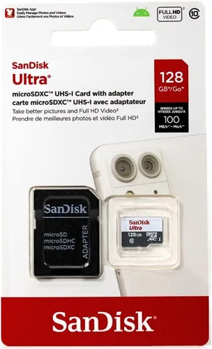 SanDisk Ultra 128GB UHS-I Clase 10 Tarjeta de memoria MicroSDXC hasta 80mb/s SDSQUNC-128G con adaptador