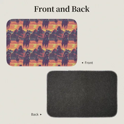 Vista 4 de Cyber Retro Western Cowboy Print Bathroom Rugs 24x16 Inches, Small Bathroom Bath Rugs Non Slip Washable, Soft Absorbent Bath Mat Shower Mat