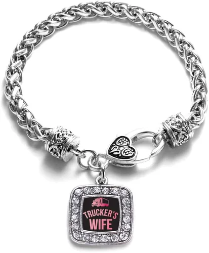 Vista 44 de Pulsera de dijes cuadrados de plata con joyería de circonita cúbica