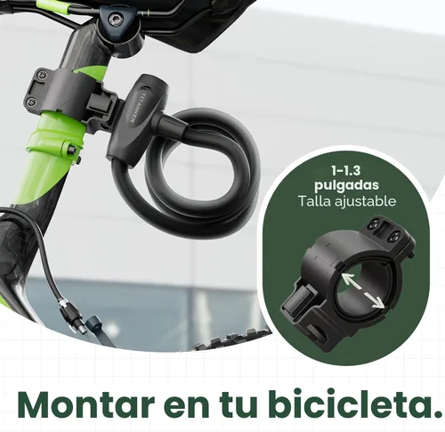 Vista 6 de Titanker Candado de bicicleta, cable de candado de bicicleta enrollado de 1/2 pulgada de grosor, candado seguro para bicicleta con llaves, candado