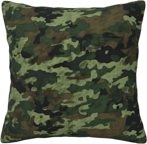 Green Military Camo Print Throw Pillow Cover Square Soft Cushion Cover Throw Pillow Case for Home Decor Living Room Bed Couch Car 16"x16"