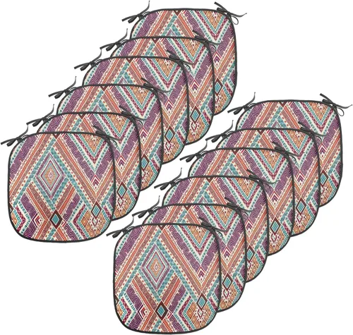 Vista 90 de Ambesonne Grunge Chair Seating Cushion, Retro Striped Background Pineapple Vintage Hippie Graphic, Anti-Slip Seat Padding for Kitchen & Patio